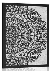 Poster Mandala florală în design alb-negru