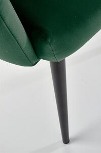 Scaun tapitat K410, verde/negru, stofa catifelata/metal, 65x62x85 cm