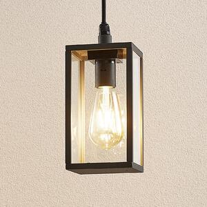 Lindby lampă suspendată de exterior Filimon, antracit, 22 cm, IP44, E27, reglabil, Negru, Aluminiu, Modern