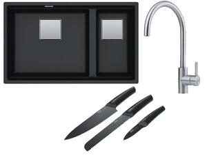 Set chiuvetă din granit Franke Kanon 125.0528.636, baterie bucătărie Franke Eos 115.0590.044, 112.0545.792