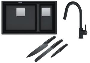 Set chiuvetă din granit Franke Kanon 125.0528.636, baterie bucătărie Franke Lina 115.0626.053, 112.0545.792
