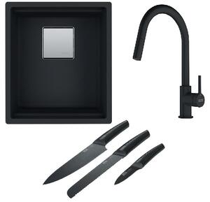 Set chiuvetă din granit Franke Kanon 125.0633.001, baterie bucătărie Franke Lina 115.0626.053, 112.0545.792