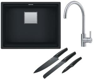 Set chiuvetă din granit Franke Kanon 125.0633.002, baterie bucătărie Franke Lina 115.0626.053, 112.0545.792