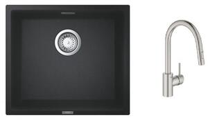 Set baterie bucătărie Grohe Concetto 31483DC2, chiuvetă din granit Grohe K700 31653AP0
