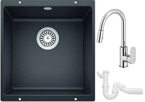 Set chiuvetă din granit Blanco Rotan 400-U 521332, baterie bucătărie Oltens Lista 35202100, 137267