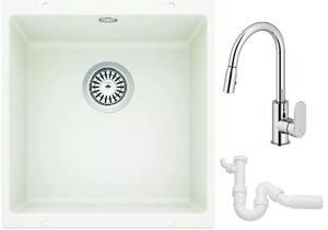 Set chiuvetă din granit Blanco Rotan 400-U 521334, baterie bucătărie Oltens Lista 35202100, 137267