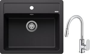 Set chiuvetă din granit Blanco Legra 6 526084, baterie bucătărie Oltens Lista 35202100