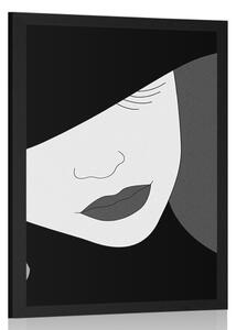 Poster doamnă nobilă în pălărie în design alb-negru