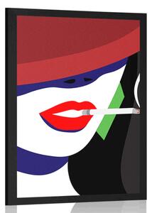 Poster femeie în pălărie în stil pop-art