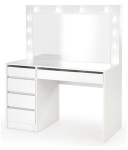 Masa de toaleta cu oglinda si iluminare led HOLLYWOOD XL, alb, 120x55x