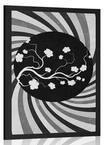 Poster fundal grunge asiatic în design alb-negru