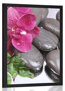 Poster orhidee înflorite și pietre de wellness