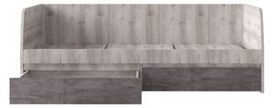 Pat de o persoana JAZZ cu 2 sertare, stejar/gri 90x205x71,5 cm