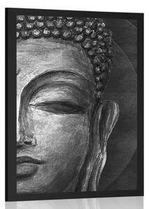 Poster chipul lui Buddha în design alb-negru