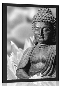 Poster Buddha pașnic în design alb-negru