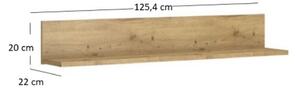 Etajera suspendat AYSON, stejar artizanal maro, 125.4x22x20 cm