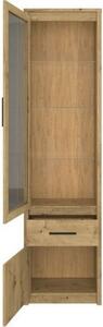 Vitrina AYSON, stejar artizanal maro, 55.6x36.2x210.6 cm