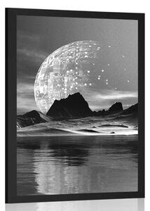 Poster peisaj futurist în design alb-negru