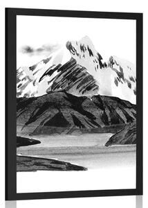 Poster peisaj montan minunat în design alb-negru