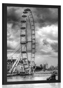 Poster Londra unică și râul Tamisa în design alb-negru