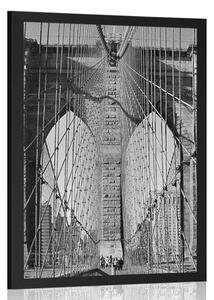 Poster podul Manhattan în New York în design alb-negru