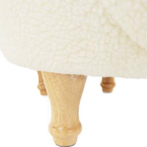 Taburet VISALI, în formă de miel, lemn/material textil, alb/natural, 7