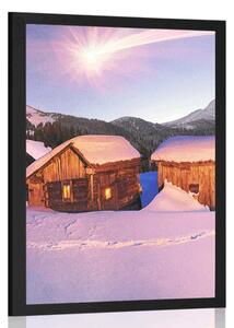 Poster sat montan înzăpezit