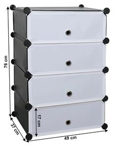 Pantofar modular PORET, negru/alb, plastic/metal, 49x37x76 cm