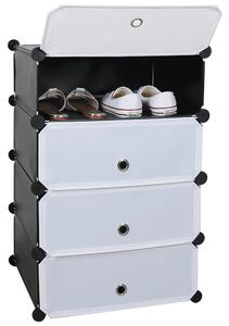 Pantofar modular PORET, negru/alb, plastic/metal, 49x37x76 cm