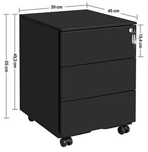 Dulap inchidere cu cheie, Songmics, 39 x 45 x 55 cm, 3 sertare, OFC63BK, Negru