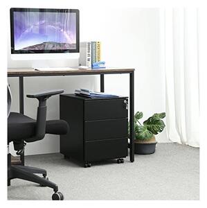 Dulap inchidere cu cheie, Songmics, 39 x 45 x 55 cm, 3 sertare, OFC63BK, Negru