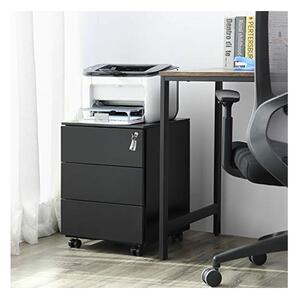 Dulap inchidere cu cheie, Songmics, 39 x 45 x 55 cm, 3 sertare, OFC63BK, Negru