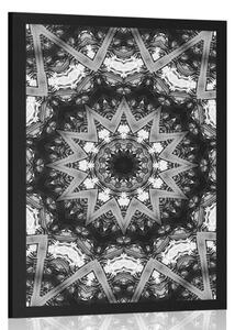 Poster Mandala cu elemente interesante pe fundal în design alb-negru