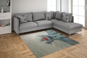 Covor OAKLEE, 160x230 cm, forma dreptunghiulara, poliester, gri cu imp