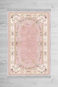 Covor hol, 80x150 cm, forma dreptunghiulara, catifea/bumbac, roz, ELS1