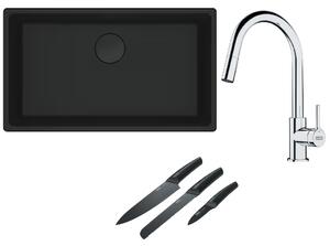 Set chiuvetă din granit Franke Maris 125.0697.757, baterie bucătărie Franke Lina 115.0693.229, 112.0545.792
