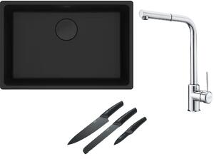 Set chiuvetă din granit Franke Maris 125.0697.758, baterie bucătărie Franke Sirius Side 115.0668.280, 112.0545.792