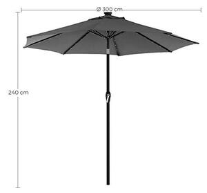 Umbrela cu LED, Songmics, Gri, 300x240 cm