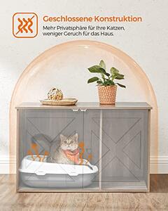Litiera pentru pisici, Feandrea, Gri, 80x53x50 cm