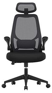 Scaun de birou, Songmics, Negru, 64x62x(117-127) cm