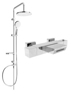Mexen Erik, set de duș cu duș cu efect de ploaie și robinet termostatic pentru baie CUBE, crom, 77360205-00