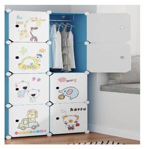Dulap modular pentru copii, alb, AT PERFORMANCE®, 8 rafturi, durabil, 76X37X147 cm