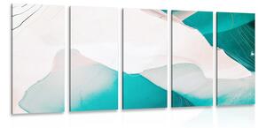 Tablou 5-piese abstracție albastră modernă