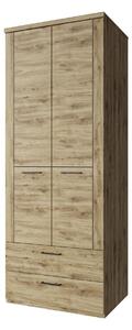 Dulap DOORSET, stejar navarra, PAL laminat, cu 2 usi si 2 sertare, 80x