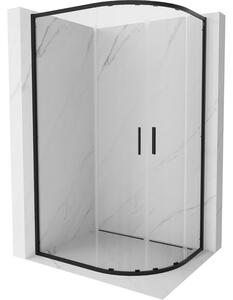 Mexen Exo-S Duo cabina de duș semicirculară asimetrică glisantă 90 x 80 cm, transparentă, neagră - 8132-090-080-70-00