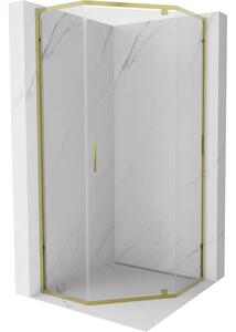 Mexen Exo-R cabina de duș pentagonală cu deschidere de 90 x 90 cm, transparentă, aurie - 812-090-090-50-00