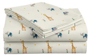 Cearsaf din bumbac pentru patut copii LITTLE SAFARI colorat 110x160 cm