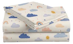 Cearsaf din bumbac pentru patut copii CLOUDIRO colorat 110x160 cm