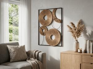 Decoratiune de perete CIRCLES din metal 48x68 cm, negru / maro