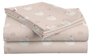 Cearsaf din bumbac pentru patut de copii SWAN CLOUD roz 110x160 cm